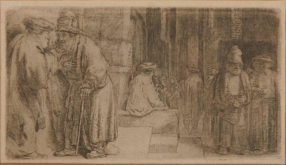 Appraisal: REMBRANDT VAN RIJN Dutch - Jews in a Synagogue etching