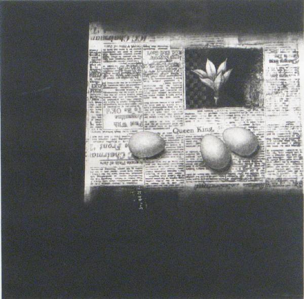 Appraisal: Nobuo Sato Eggs on Newspaper Mezzotint inscribed signed dated and