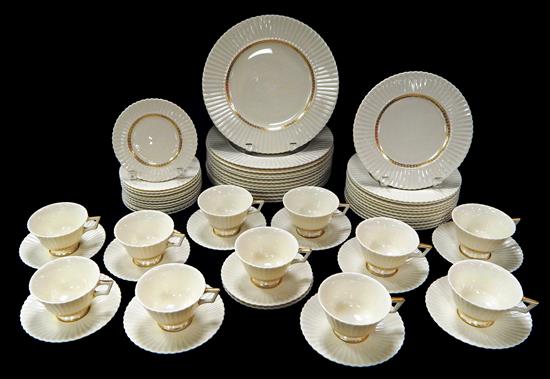 Appraisal: th C Lenox Cretan pattern partial dinner service ribbed cream