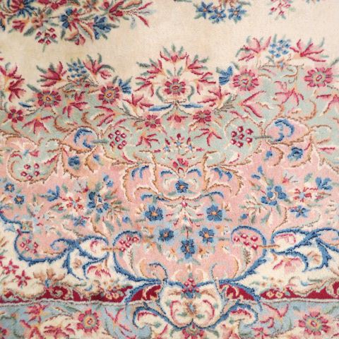 Appraisal: Kerman Persian Handmade Room Size Rug soft coloring fine floral