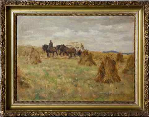 Appraisal: CECIL ACKLAND HUNT BRITISH TH CENTURY UP THE SLOPE REAPING