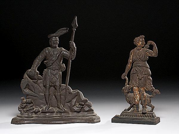 Appraisal: TWO CAST IRON FIGURAL DOORSTOPS American late th century A