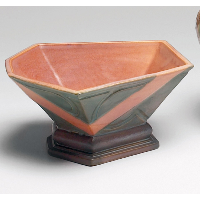 Appraisal: Unusual Roseville Futura bowl geometric shape in brown and green