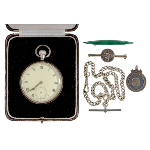 Appraisal: A silver keyless lever watch with detachable back mm diam