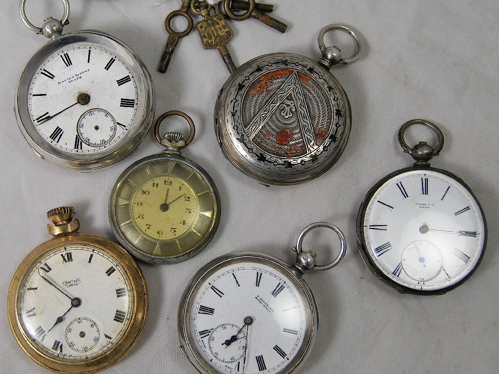 Appraisal: Collection of six various gentleman's pocket watches including one Masonic