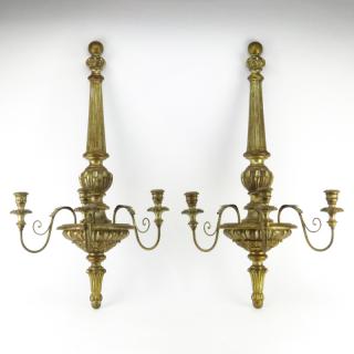 Appraisal: Pair of Italian Neoclassical Style Carved Giltwood Arm Wall Sconces