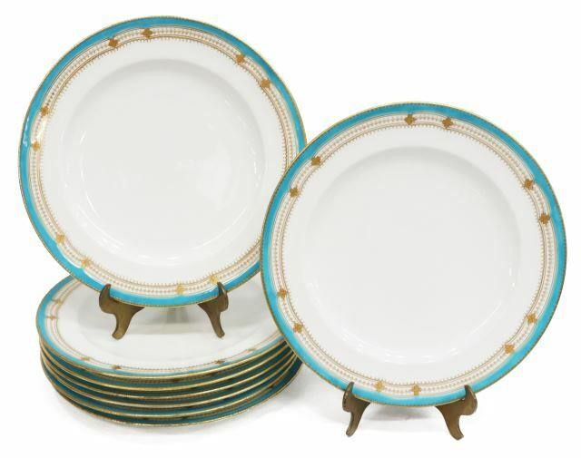 Appraisal: lot of Parcel gilt porcelain plates each having teal rim