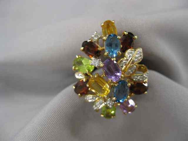 Appraisal: Multi-Gem Diamond Ring rich various oval gems and diamonds in