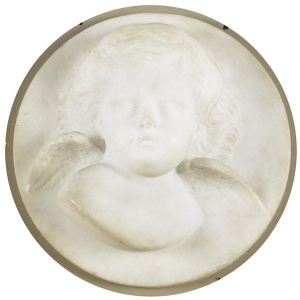 Appraisal: LATE TH C MARBLE Two sculptures Relief of Cherub Head