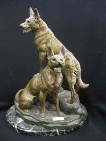 Appraisal: Louis-Albert Carvin Carvin Bronze of TwoGerman Shepherds well listed artist