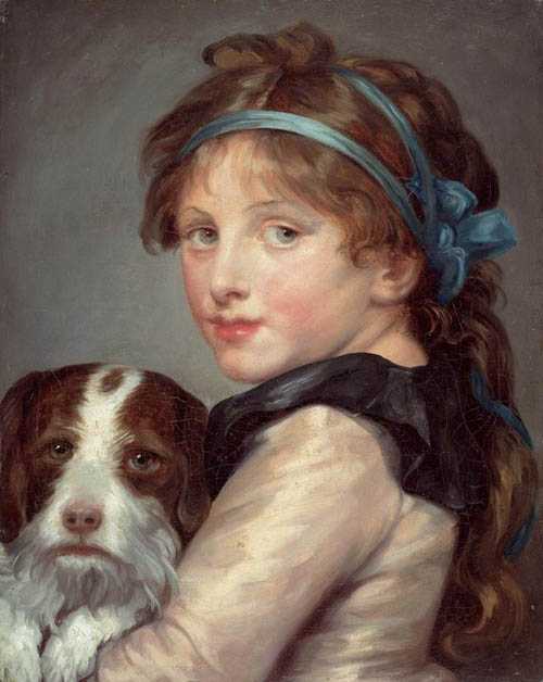 Appraisal: GREUZE JEAN-BAPTISTE Tournus - Paris circle of Girl with dog