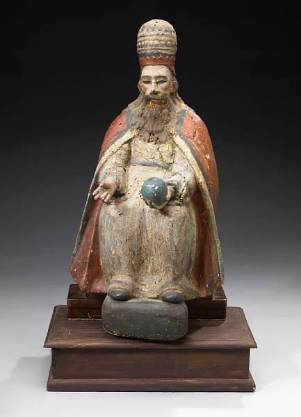 Appraisal: A Baroque polychrome decorated figure of a pope th century