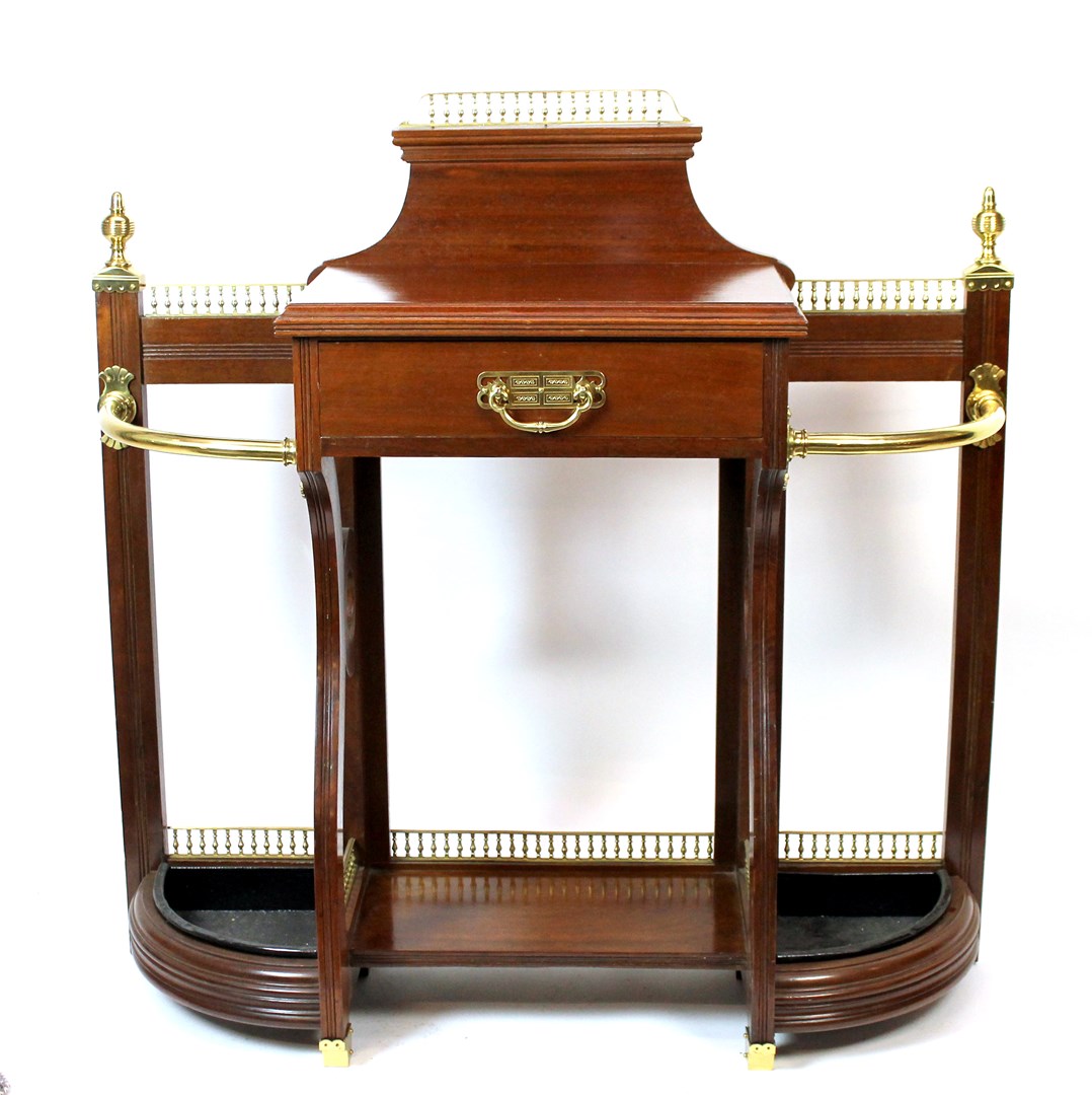 Appraisal: A th century brass mounted mahogany hall stand in the