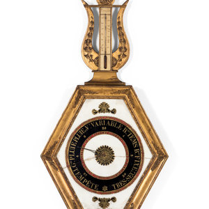 Appraisal: A French Giltwood Barometer and Thermometer Early th Century Height