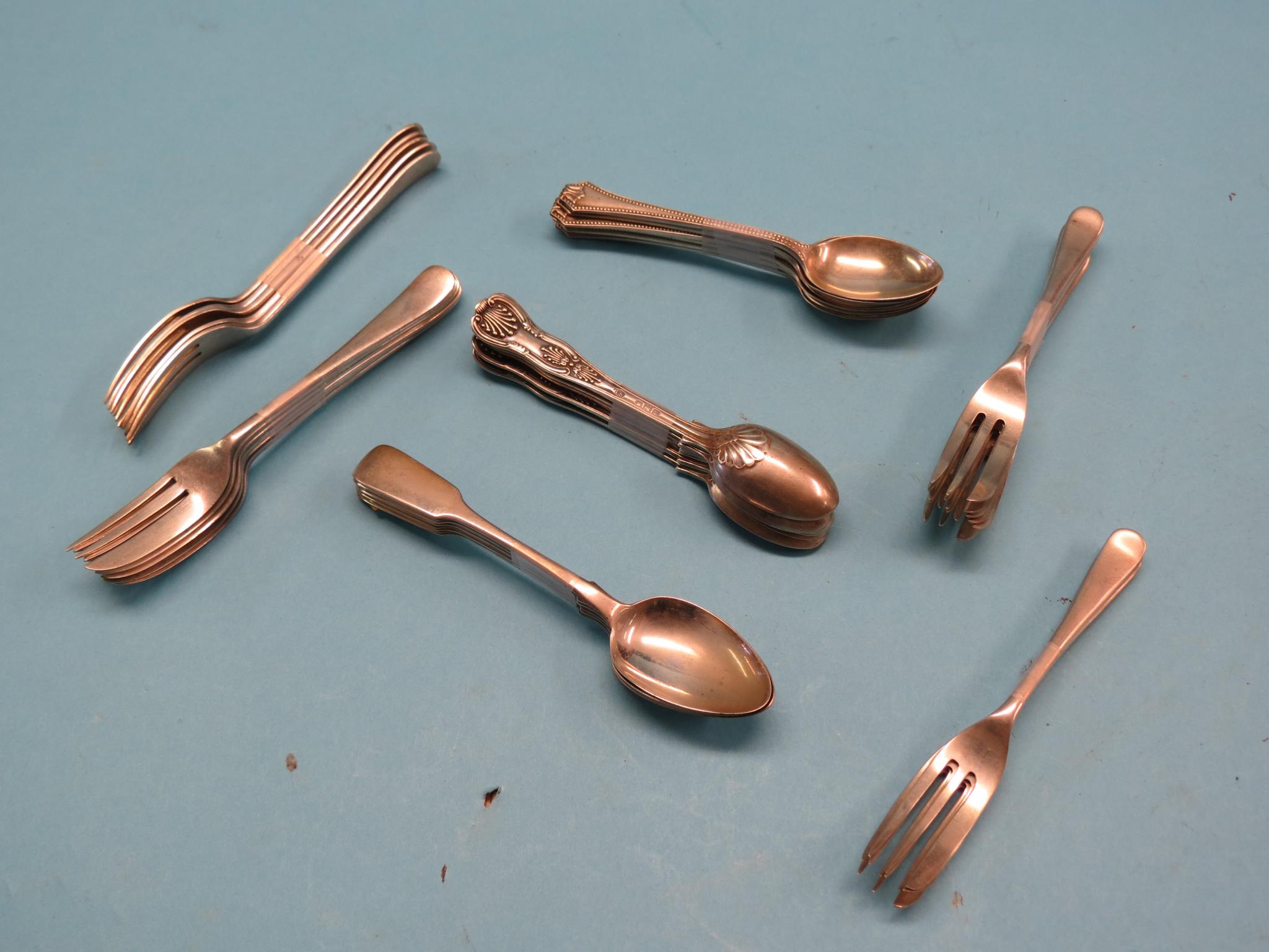 Appraisal: Two part-sets of dessert forks two sets of six silver