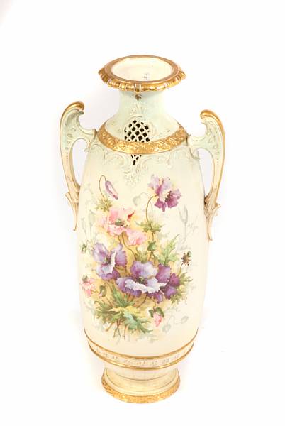 Appraisal: A Teplitz porcelain vase with hand painted floral decoration height