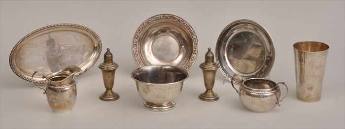 Appraisal: ASSORTED AMERICAN STERLING SILVER TABLE ARTICLES Including a Gorham three-piece