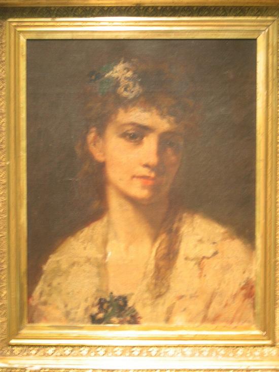 Appraisal: th C oil on canvas portrait of a woman framed