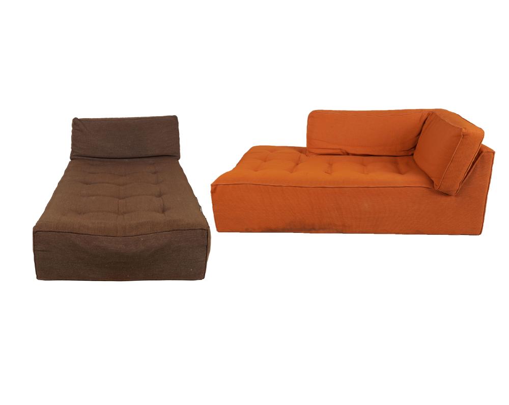 Appraisal: ROCHE BOBOIS TWO-PART SECTIONAL SOFAwith brown and orange upholstery Condition