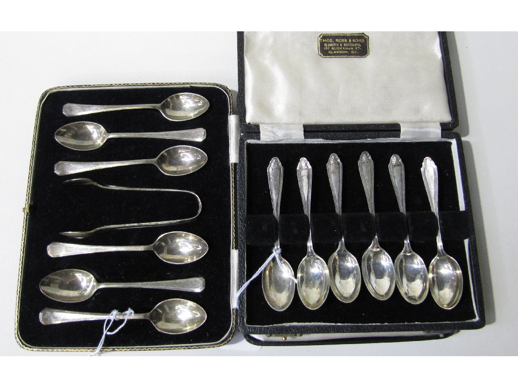 Appraisal: Lot comprising cased set of six silver spoons and a