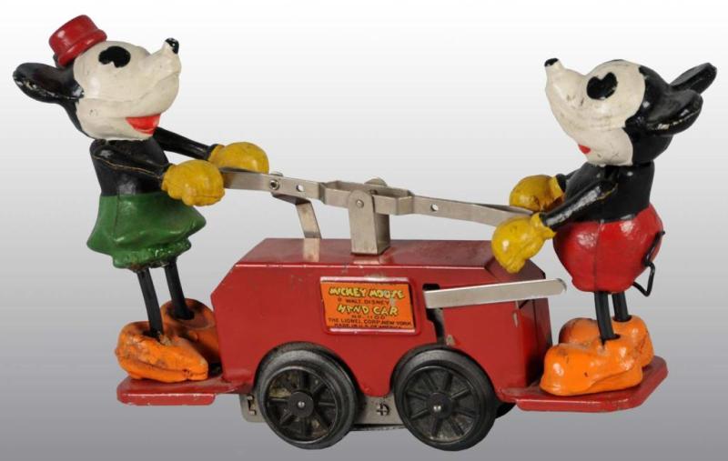 Appraisal: Lionel Mickey Minnie Mouse Wind-Up Handcar Toy Description American Working