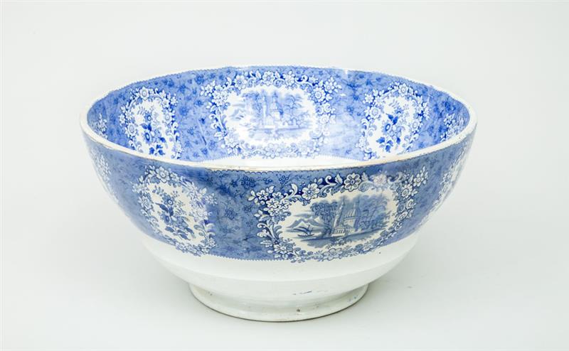 Appraisal: Staffordshire Blue Transfer-Printed Porcelain Punch Bowl x in Provenance A