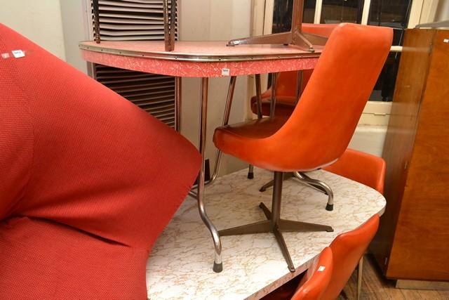 Appraisal: A 'S RED LAMINEX TABLE ON CHROME BASE A 'S