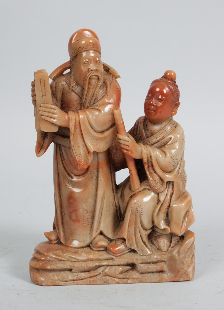 Appraisal: Chinese carved hardstone figural group first quarer- th century group