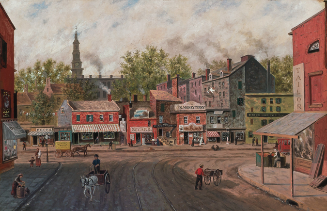 Appraisal: BENJAMIN CHAMBERLAIN American b Canal Street Near Varick oil on