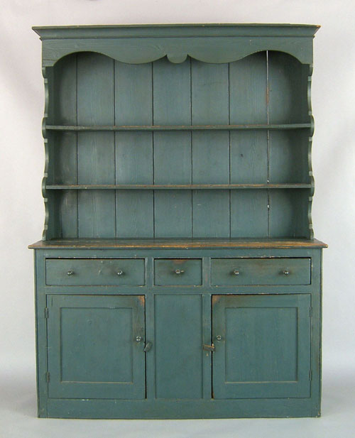 Appraisal: New England painted pine pewter cupboard ca the top section