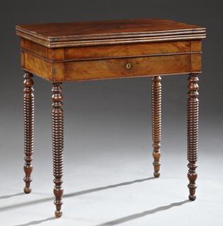 Appraisal: Louis Philippe Carved Walnut Games Table th c the reeded