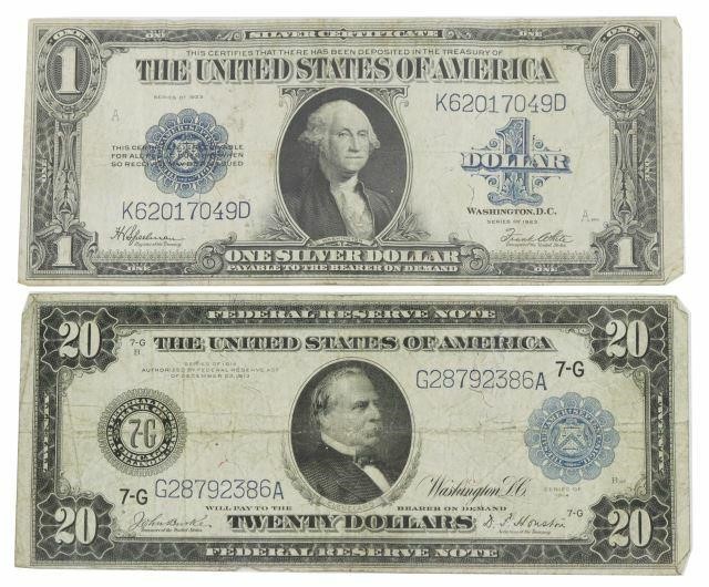 Appraisal: lot of U S Currency including Federal Reserve Note Twenty