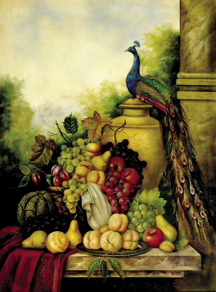 Appraisal: Continental school th century STILL LIFE WITH PEACOCK oil on