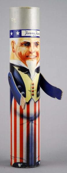 Appraisal: Cardboard Fanny Farmer Uncle Sam Candy Container Description Moveable arms