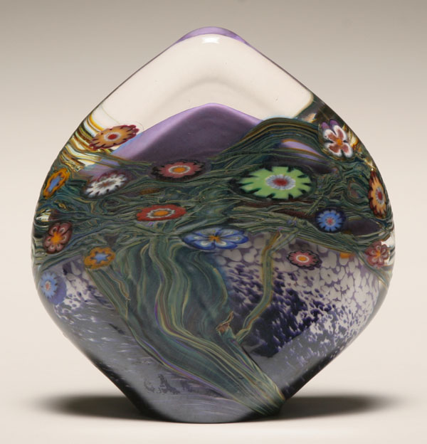 Appraisal: Studio glass paperweight Purple interior and trailing vines Signed H