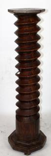 Appraisal: French Provincial wine screw pedestal French Provincial wooden wine screw