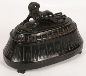 Appraisal: Black Forest footed box or casket with hinged lid and