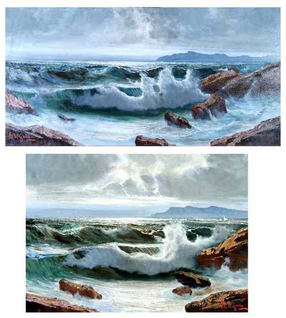 Appraisal: BRUNO DI GULIO TH CENTURY Continental shore in stormy weather