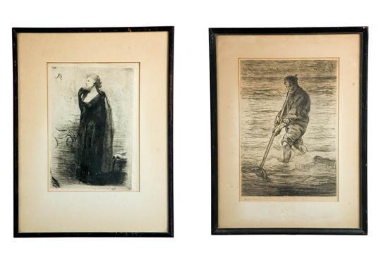 Appraisal: TWO PRINTS Includes an etching by Josef Israels Netherlands -