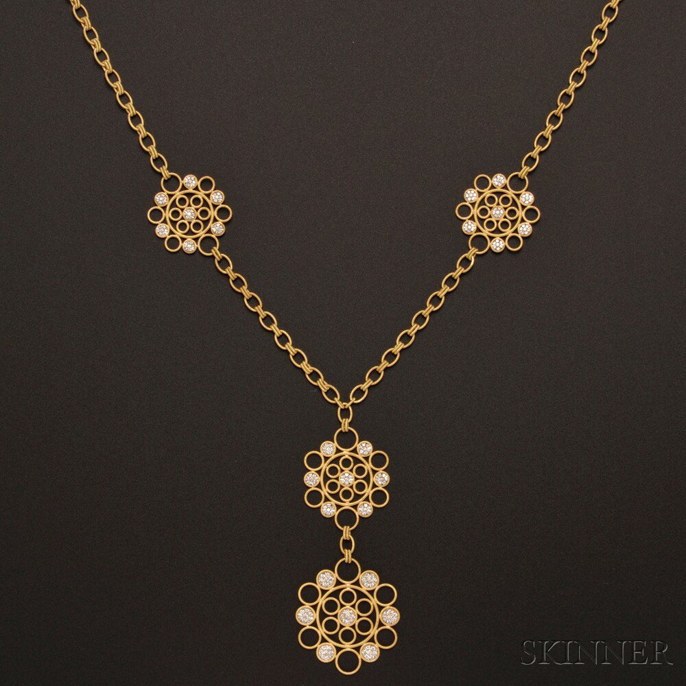 Appraisal: kt Gold and Diamond Maria Necklace Buccellati composed of ribbed