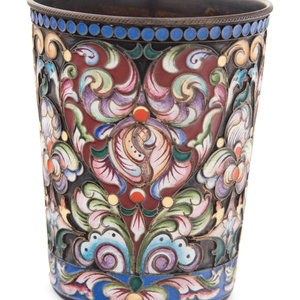 Appraisal: A Russian Shaded Enameled Silver Beaker Maker's Mark of Maria