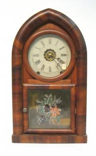 Appraisal: Beehive Clock A veneer and reverse painted eight day American