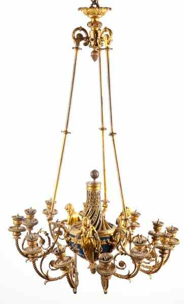 Appraisal: Louis XVI Bronze Dore Chandelier th century -light the scrolled