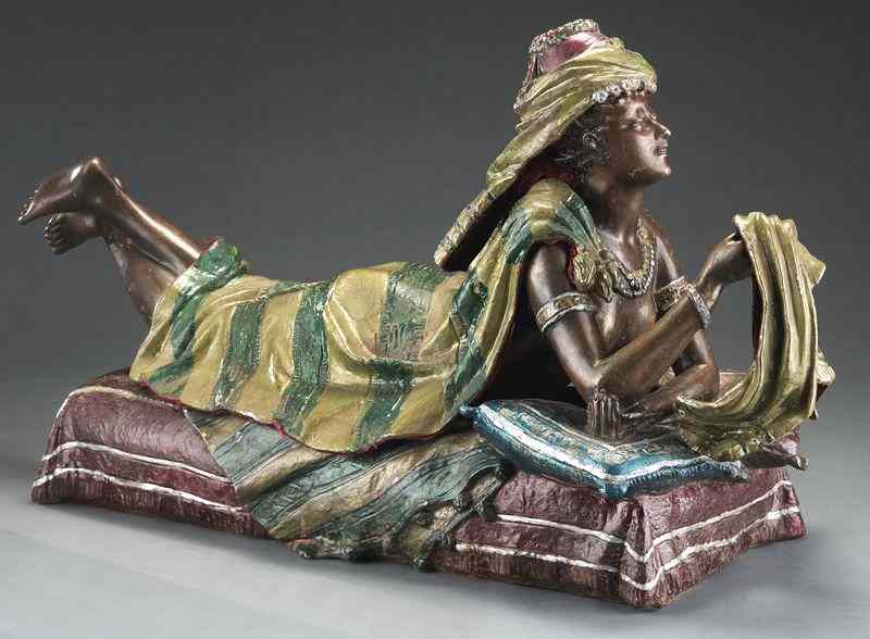 Appraisal: After L Hottot Viennese polychrome bronze figureof a blackamoor Signed