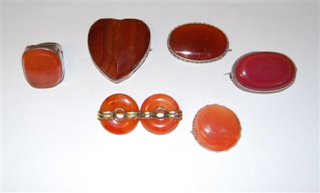 Appraisal: A collection of items to include cornelian set assorted brooches