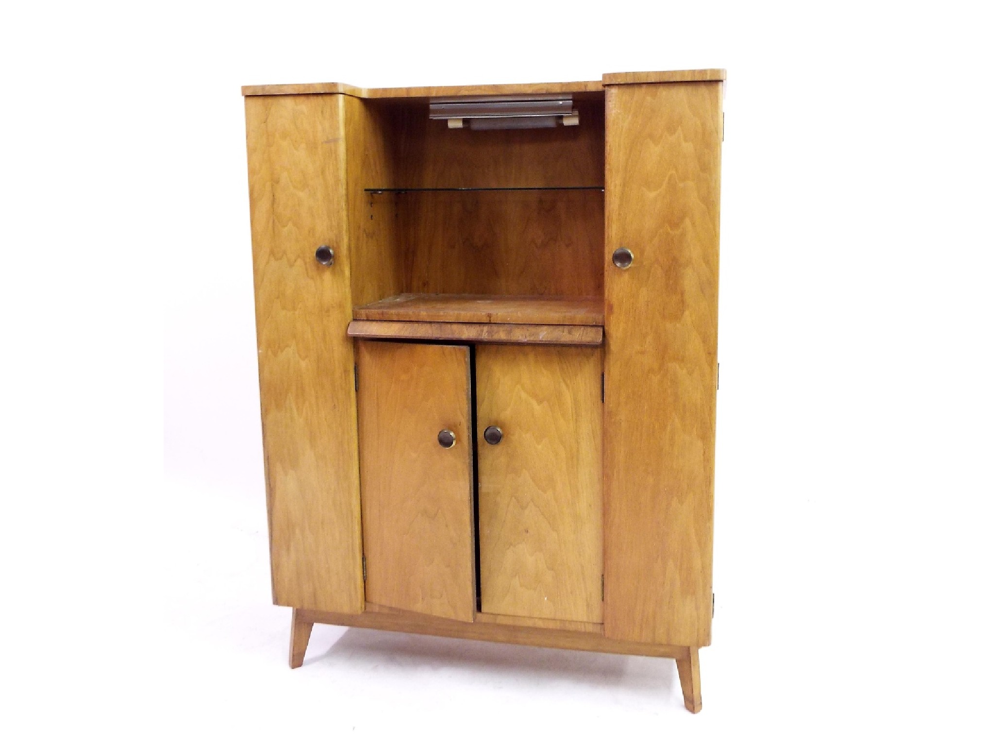 Appraisal: Art Deco walnut veneered collectors cabinet centrally fitted with a