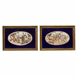 Appraisal: Pair of Continental Porcelain Plaques late th century porcelain with