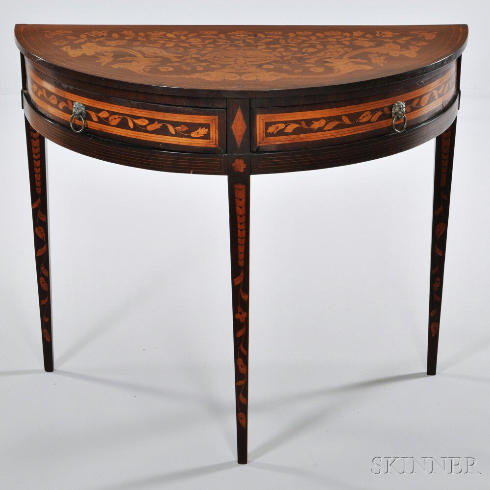 Appraisal: Dutch Marquetry Table late th early th century demilune mahogany