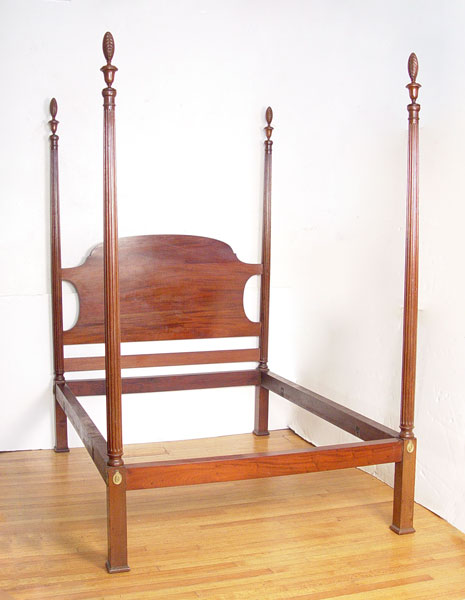 Appraisal: FINE OLD MAHOGANY POSTER BED ''h tall posts at the