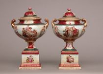 Appraisal: A Pair of Royal Vienna Covered Urns circa Late th